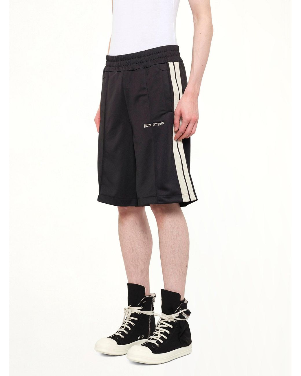 Palm Angels Black Classic Logo Track Shorts for men