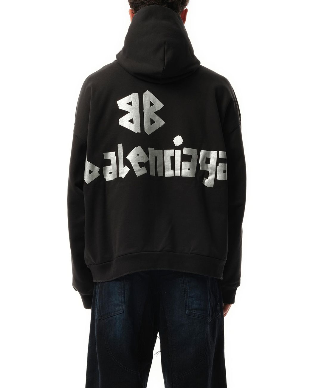 【BALENCIAGA】Ripped Pocket Hood Faded Black:Silver BALENCIAGA Balenciaga Ripped Pocket Hoodie 'Faded Black