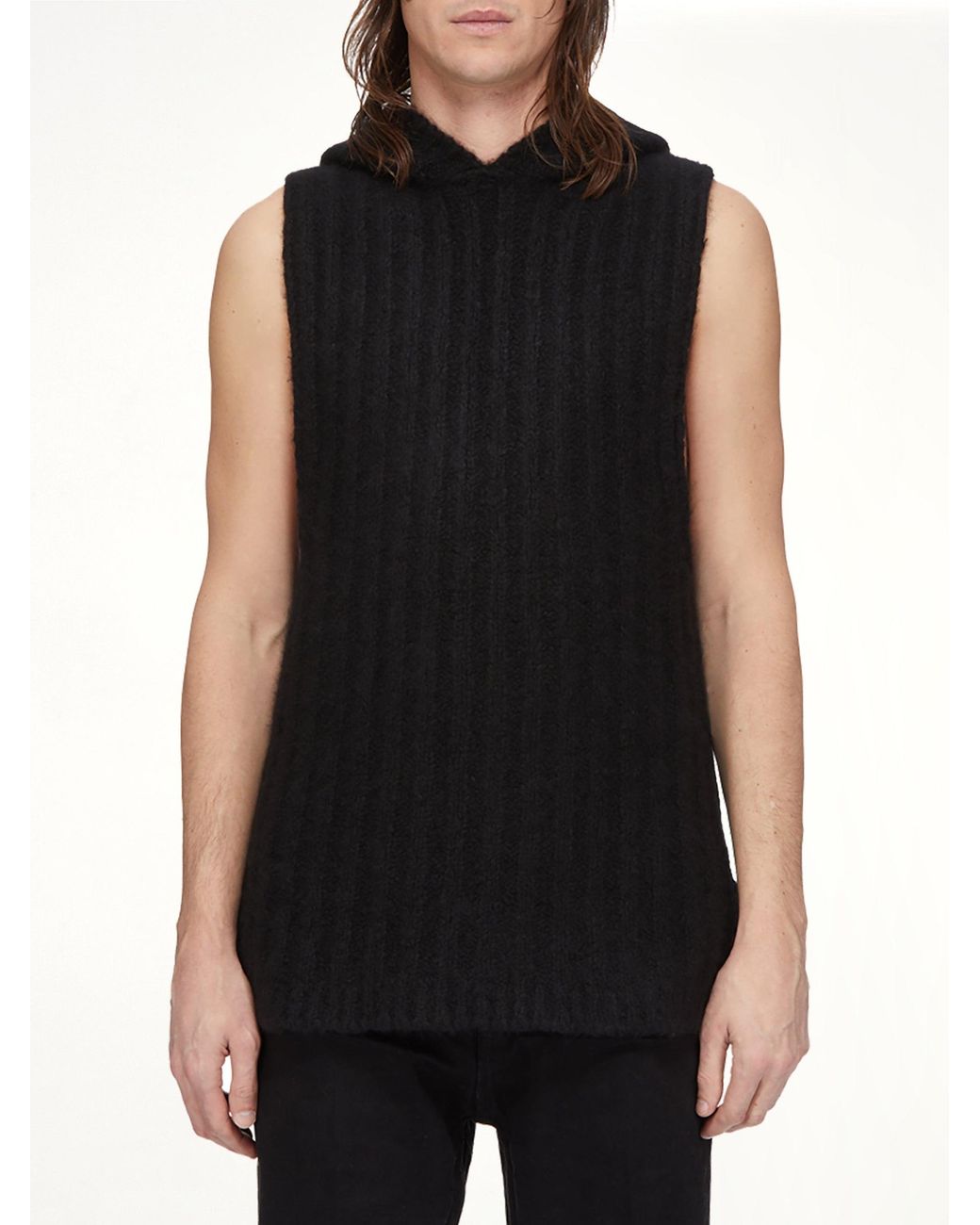 Rick Owens Black Tower Hooded Tank for men