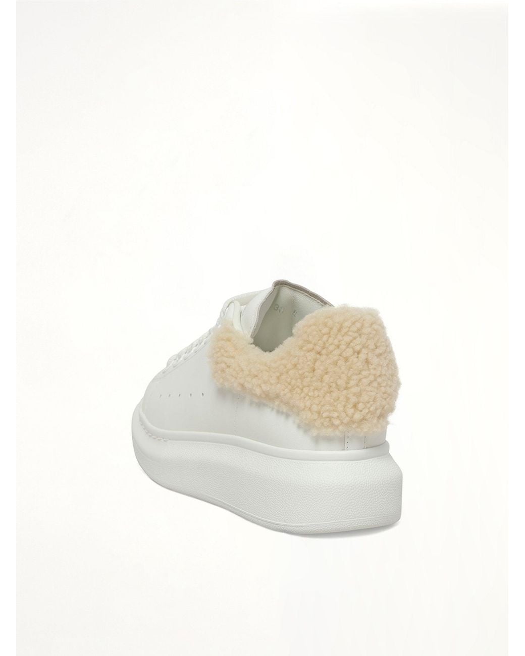 McQueen White Larry Fur Heel Sneaker