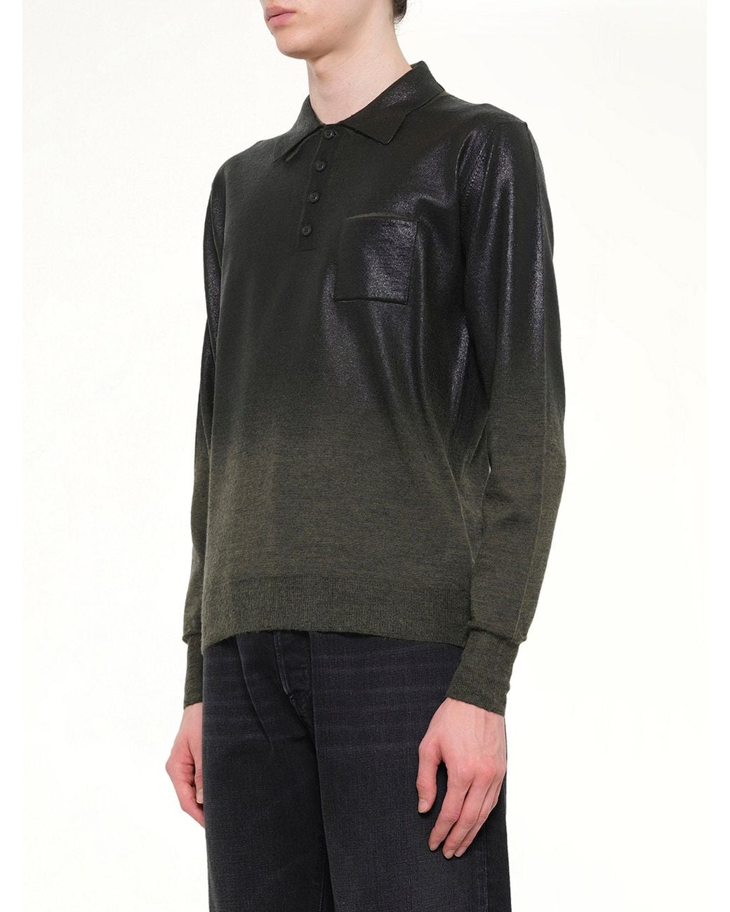Maison Margiela Black Coated Knit Polo for men