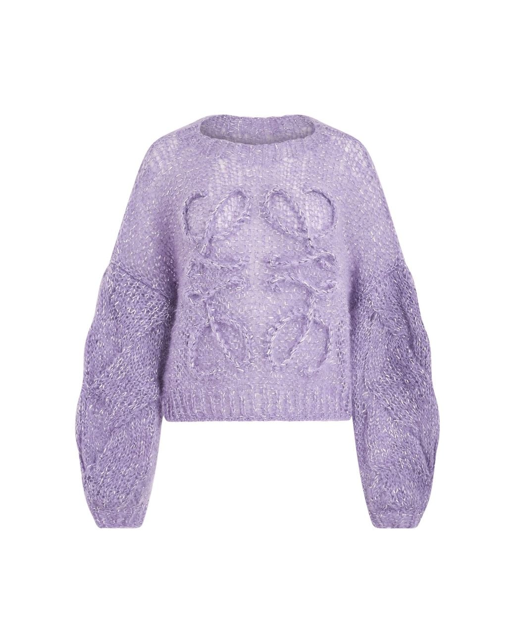 Loewe Purple Cropped Anagram Mohair Sweater