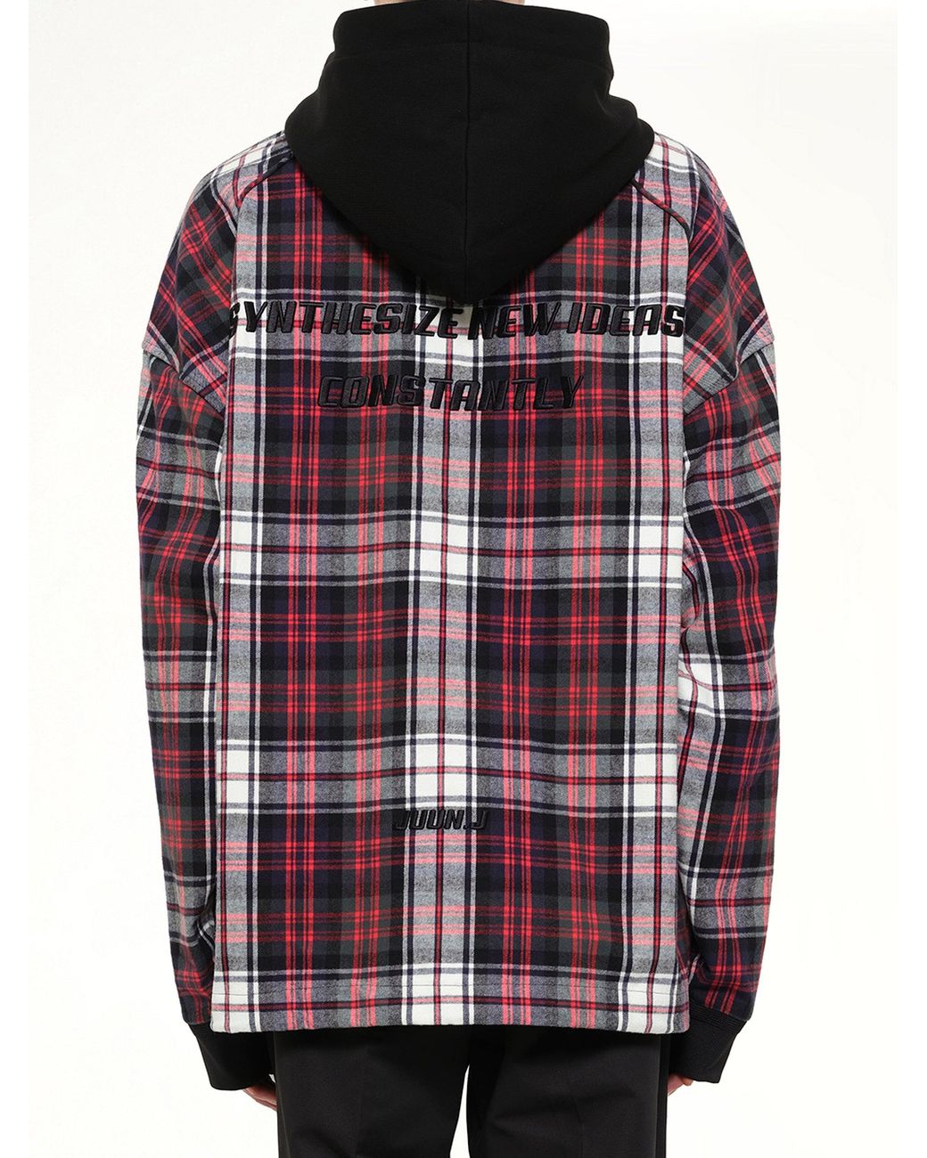 Juun.J Red Plaid Hoodie for men