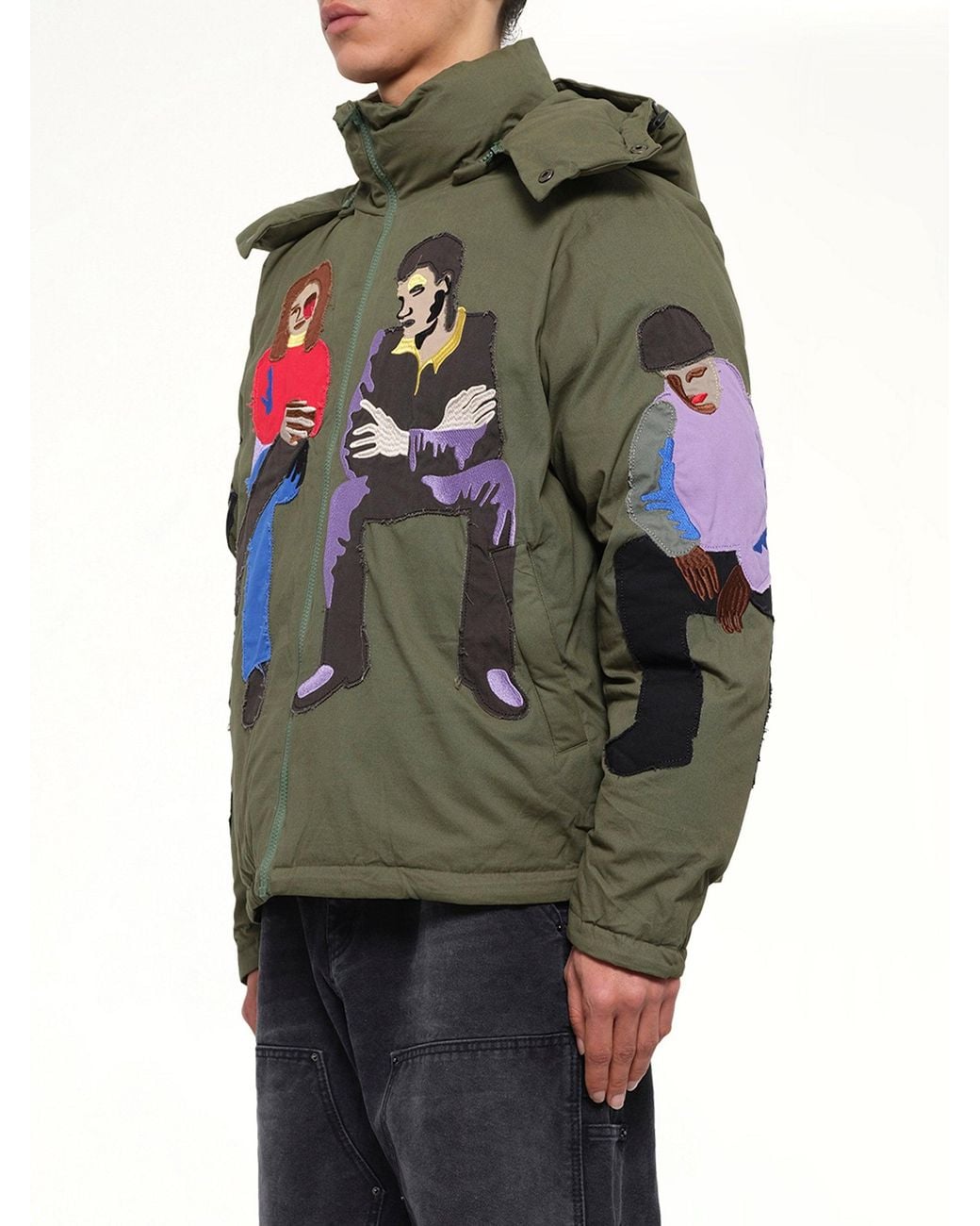 Kidsuper Gray Subway Car Patchwork Puffer for men