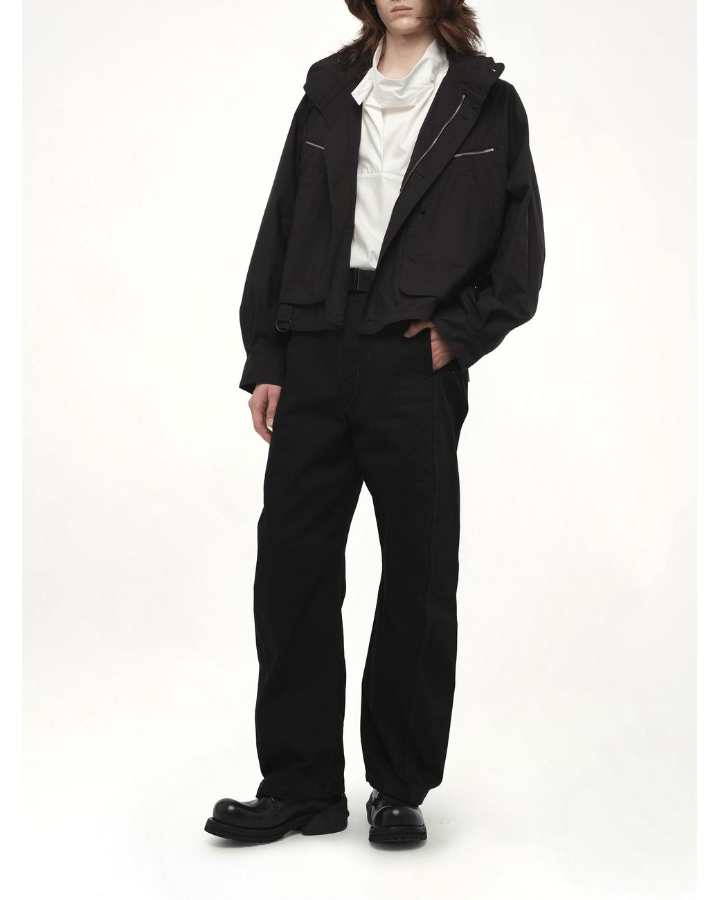 Lemaire Parachute Blouson Bomber Jacket, 100% Cotton in Black for