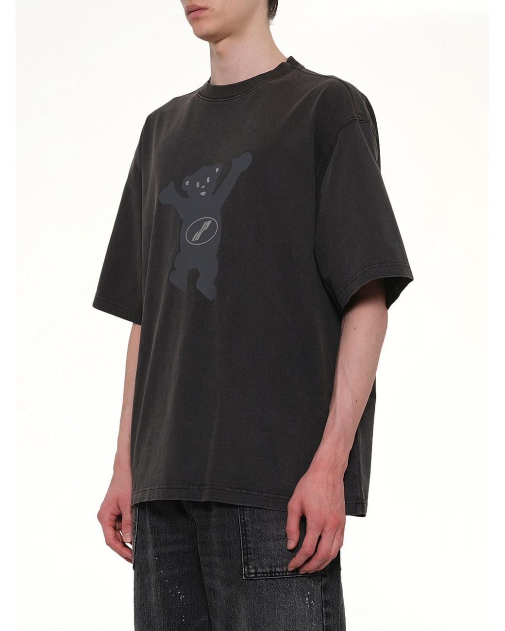 we11done Black Teddy Logo T-Shirt for men