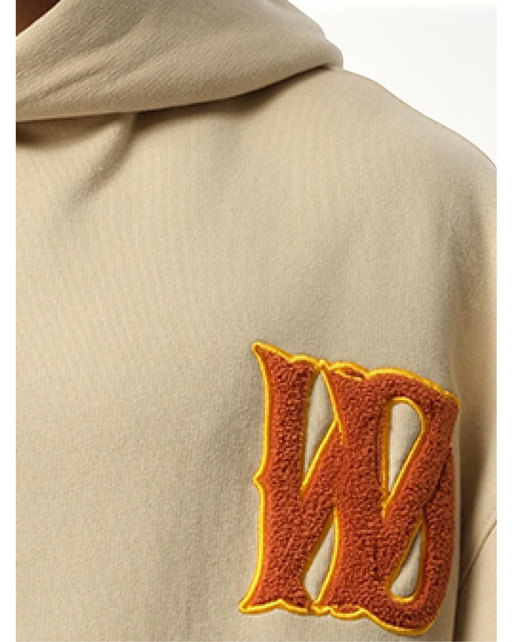 we11done Natural Boucle Letter Logo Hoodie for men