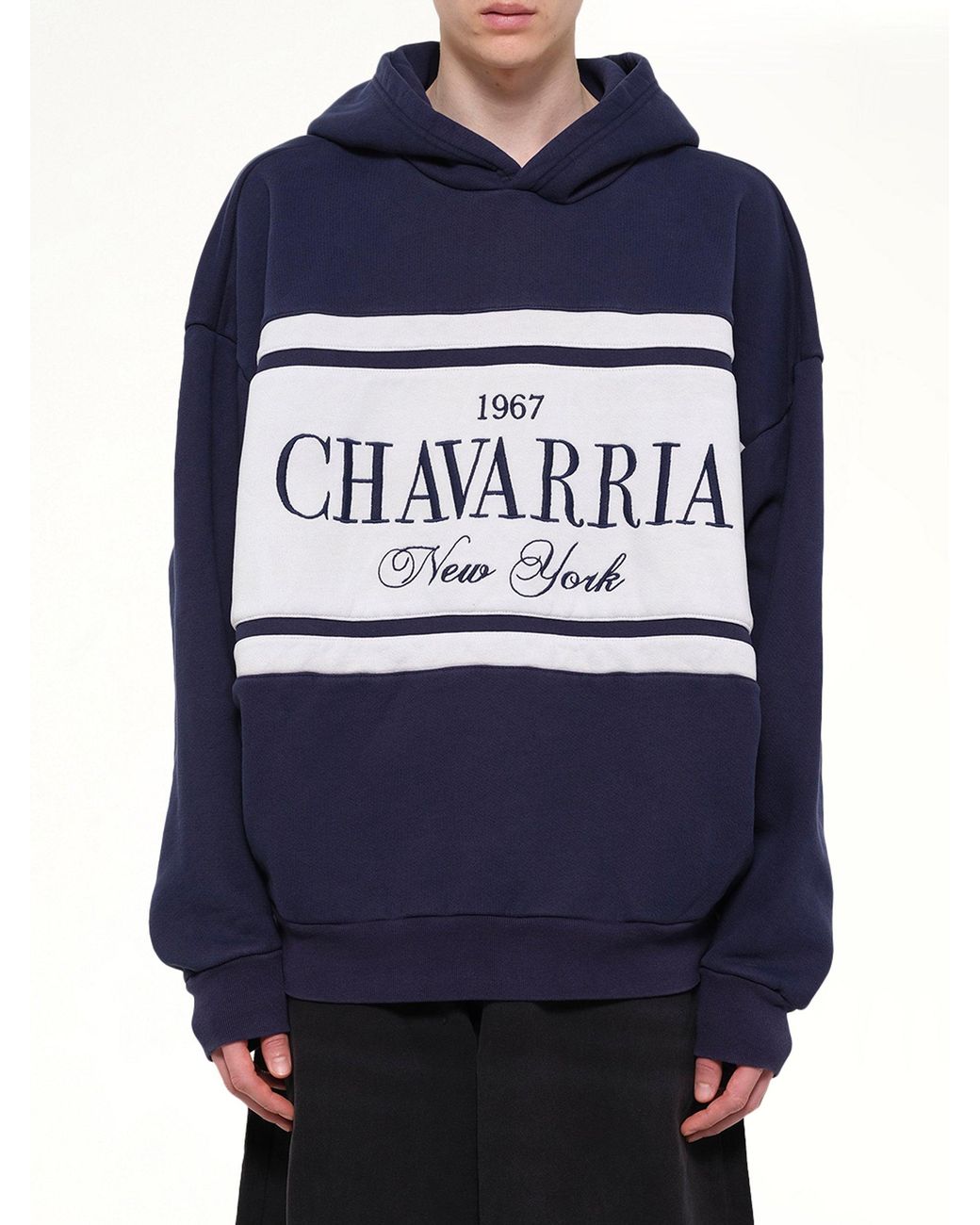 Willy Chavarria Blue Chavarria Stripe Gilroy Hoodie for men