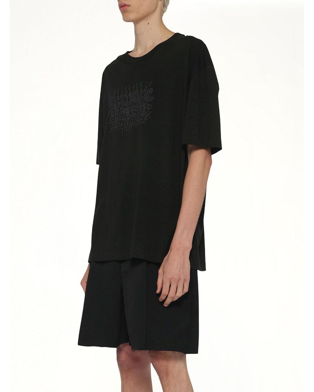 Maison Margiela Black Slubby Logo T-Shirt for men