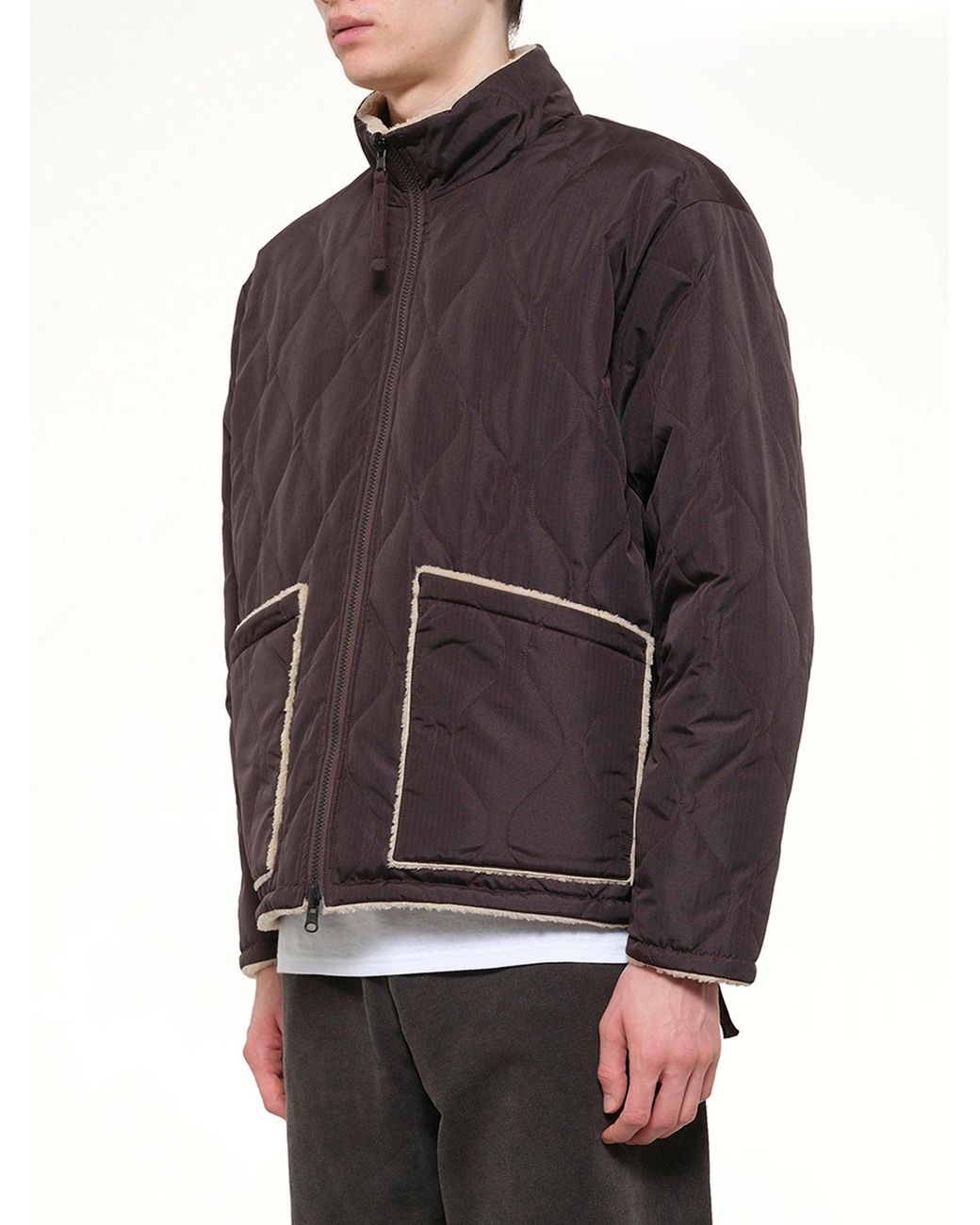 Taion Brown Military Reversible Down Boa Jacket for men