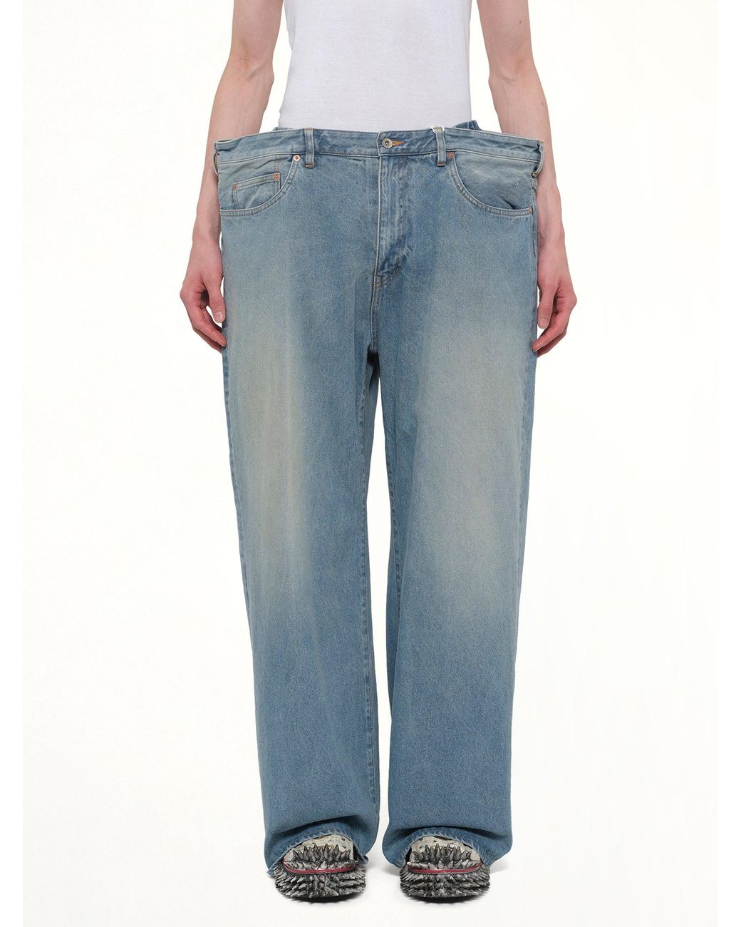 Doublet Blue Floating Waist Denim Pants for men