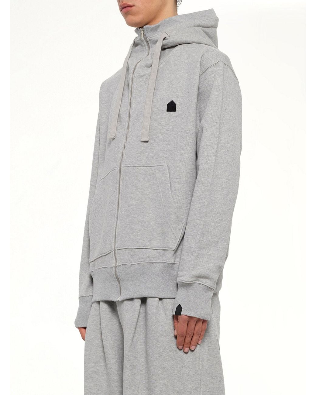 DSM KEI NINOMIYA Gray Hut Embroidery Zipped Knit Hoodie for men