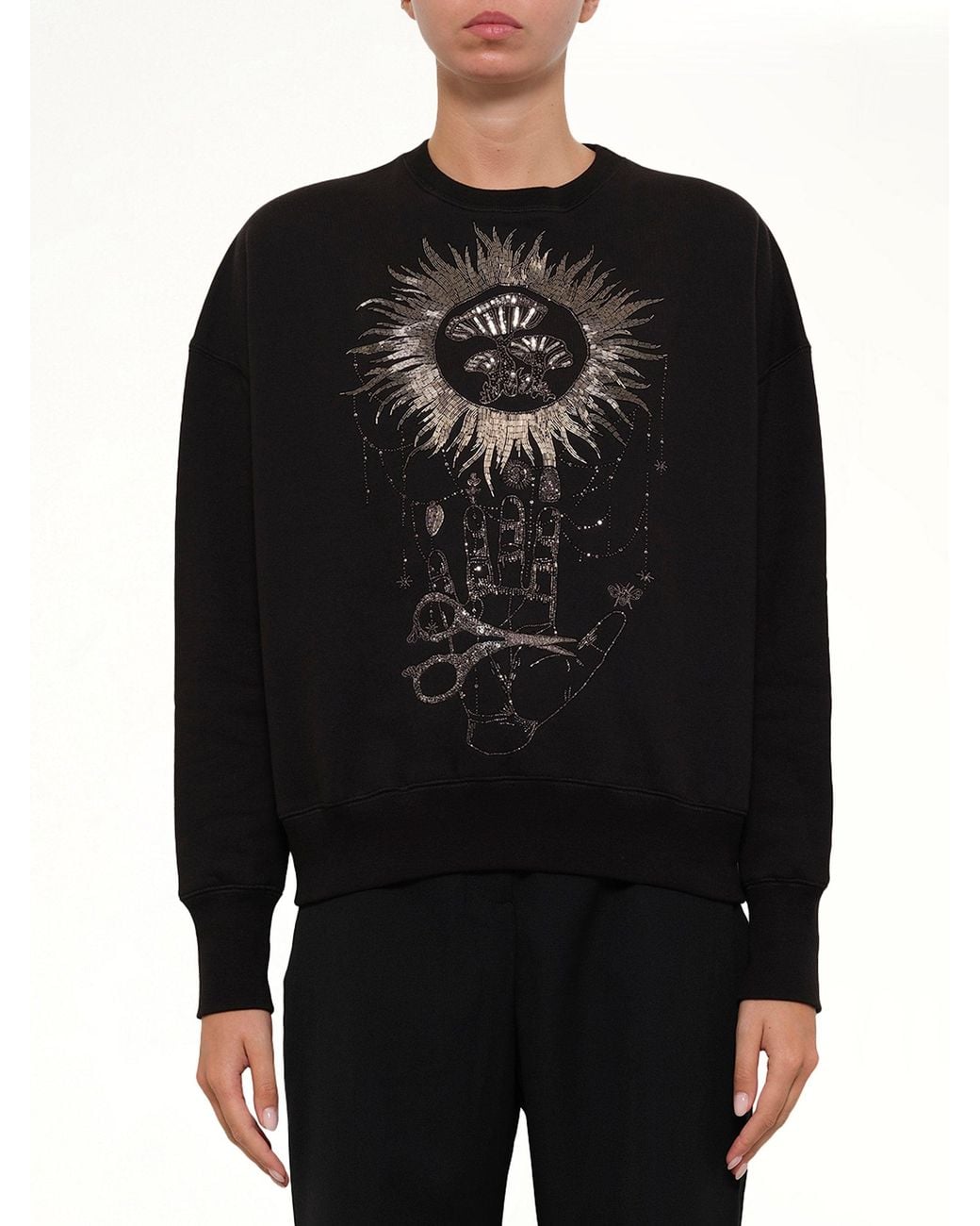 McQueen Black Embroidered Sweatshirt