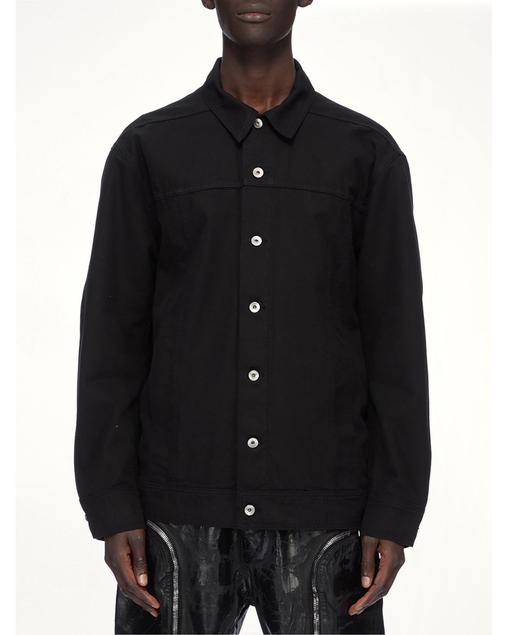 Rick Owens Black Cotton Canvas Jumbo Worker Denim Jacket for men