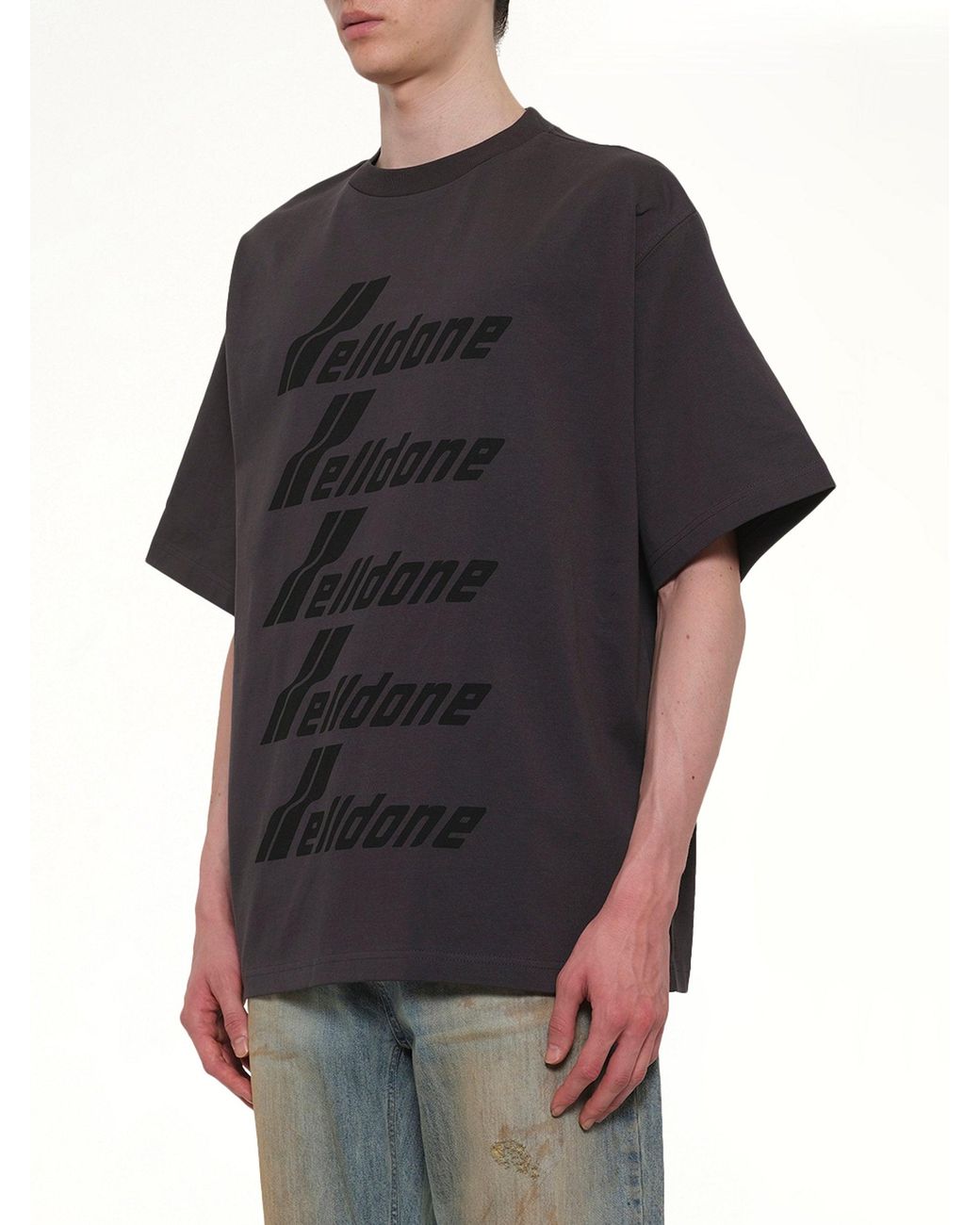 we11done Black Classic Front Logo T-Shirt for men