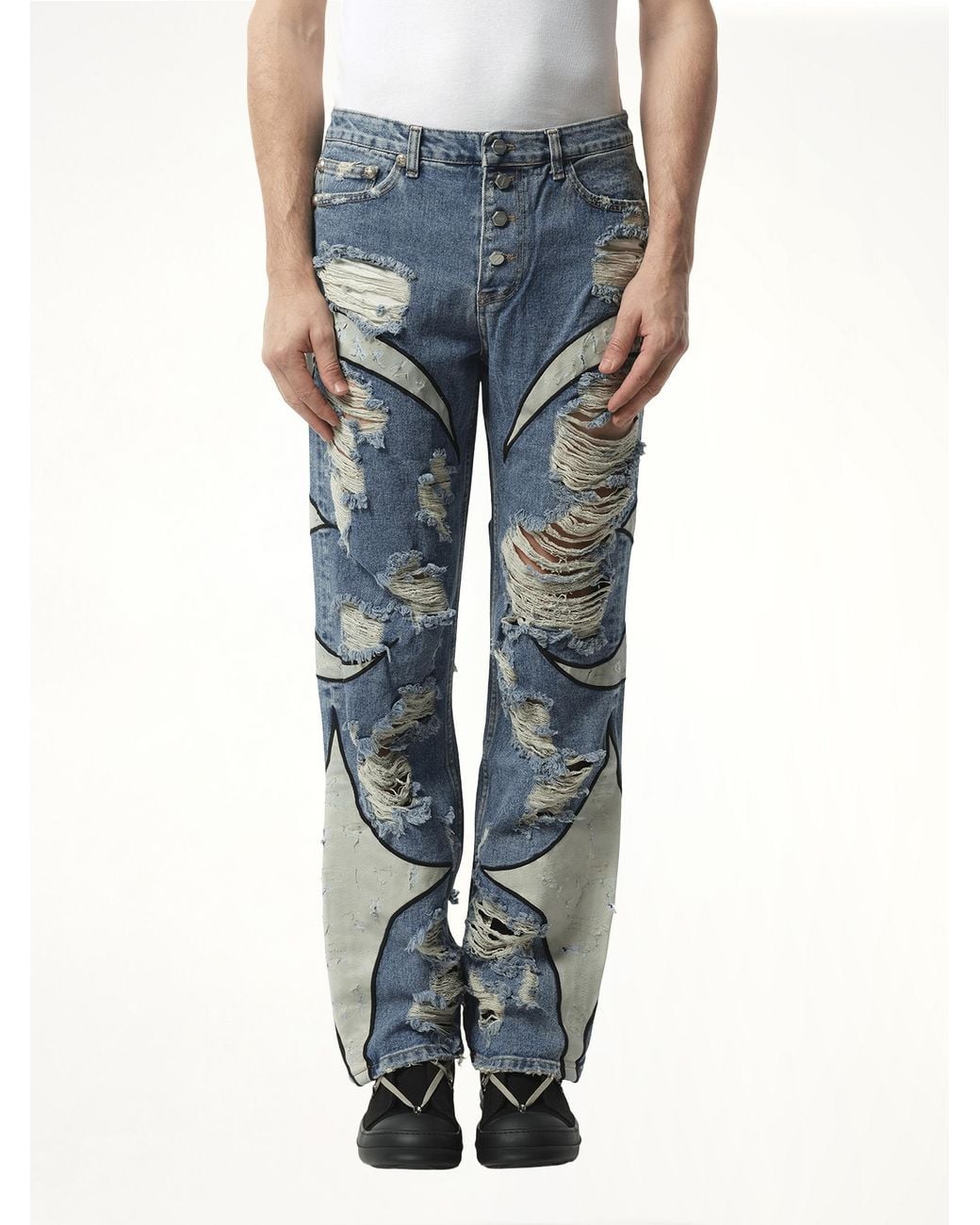 THUG CLUB Blue Tc Leather Washing Denim Pants War Ver for men