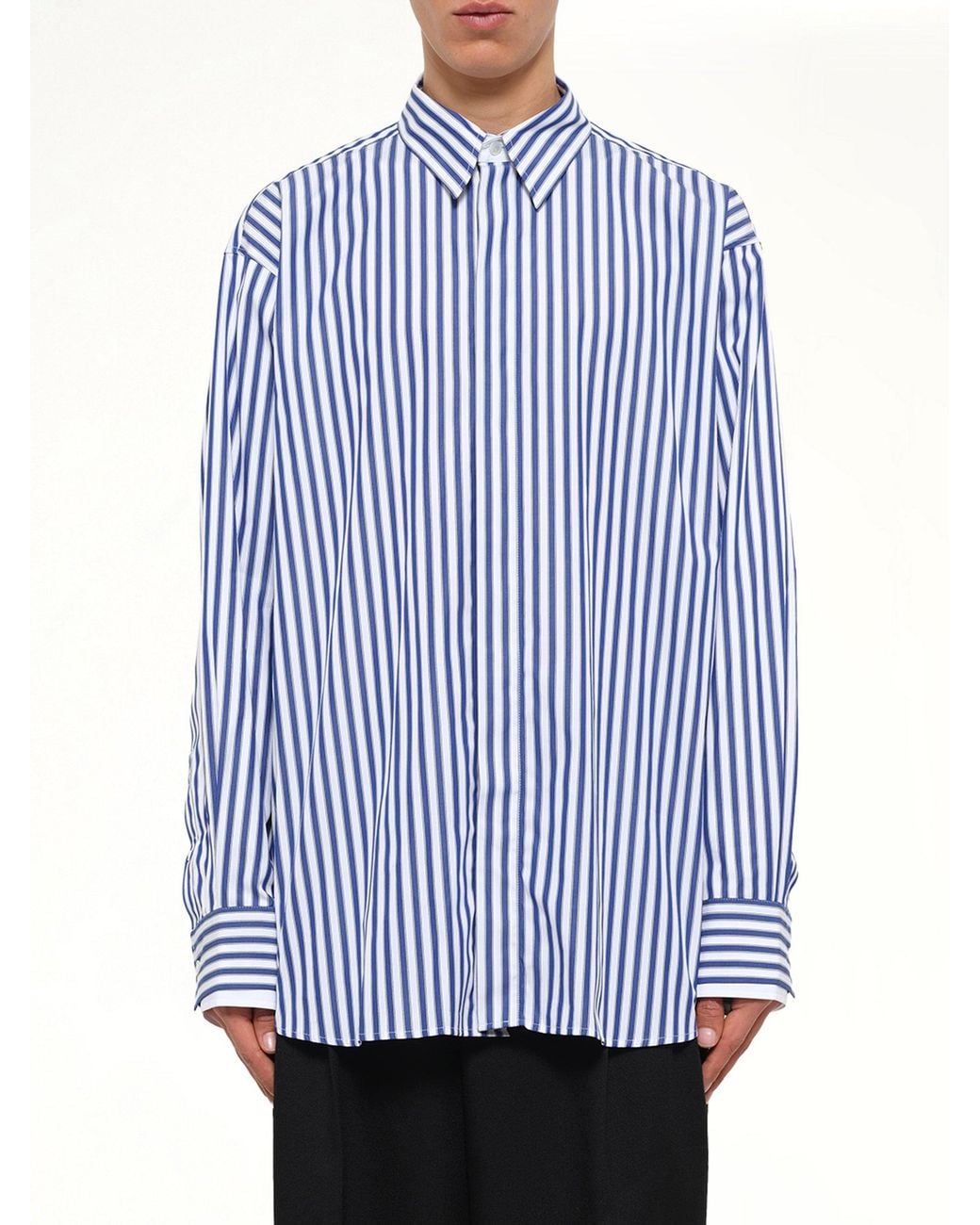 AMI Blue Double Sleeves Large Fit Shirt for men