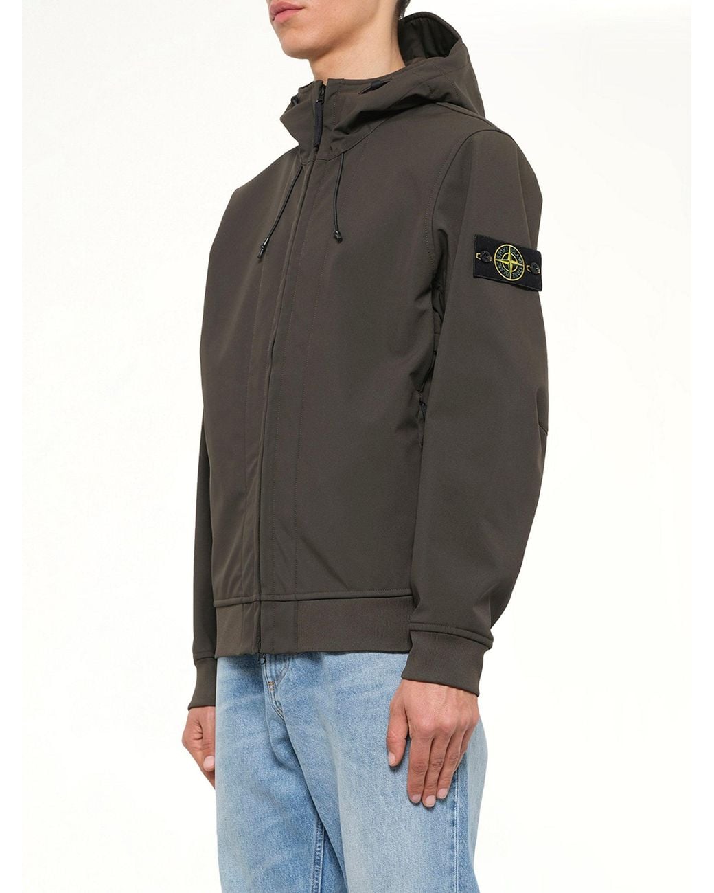 Stone Island Gray Q100004 Soft Shell Hooded Jacket for men