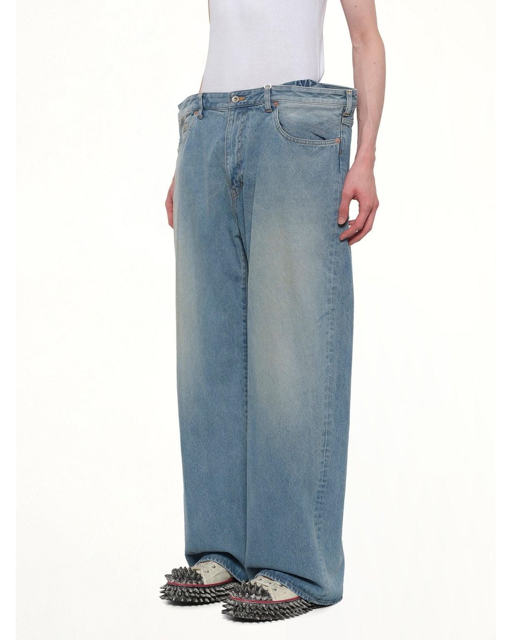 Doublet Blue Floating Waist Denim Pants for men