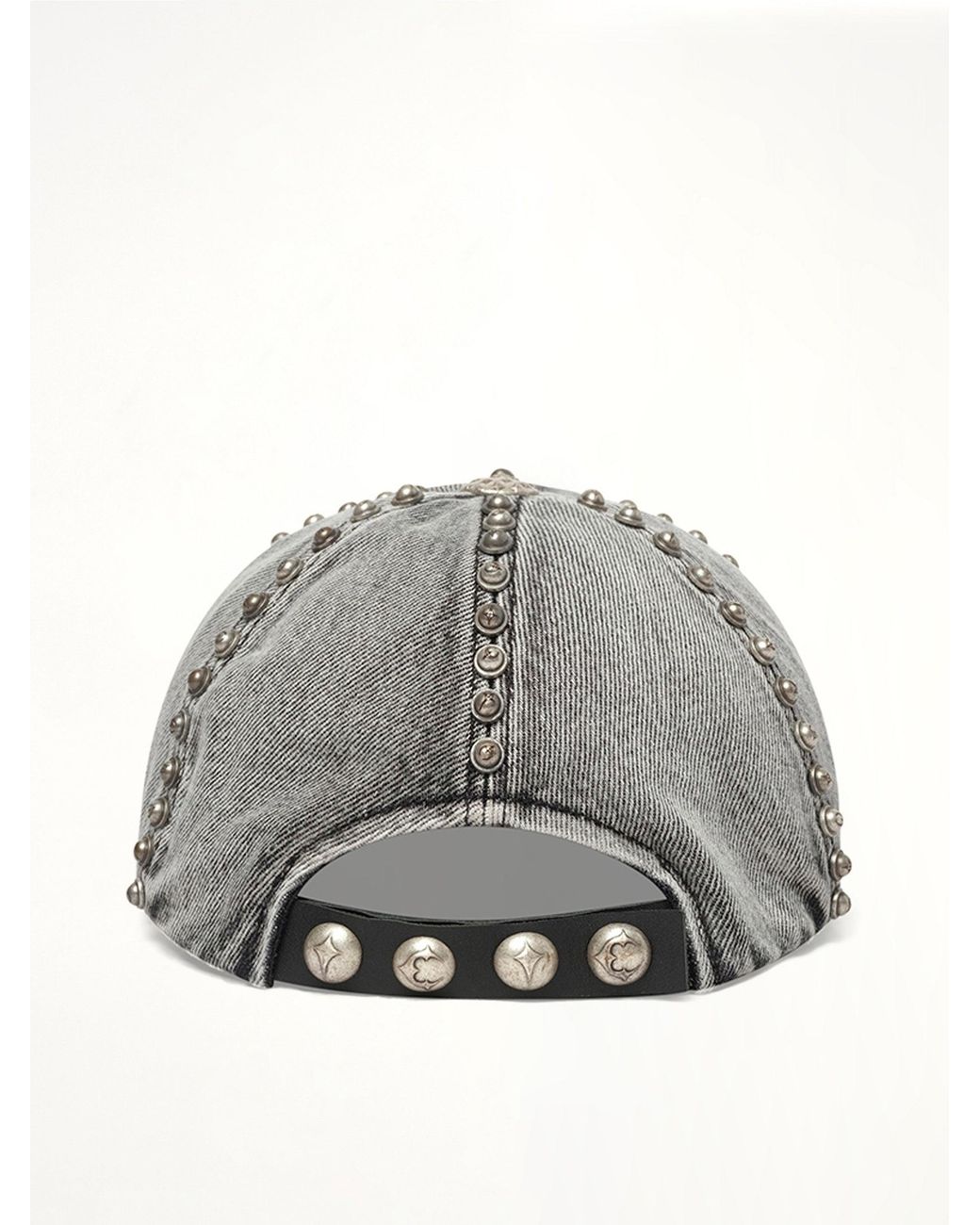 THUG CLUB Gray Studded Denim Cap for men