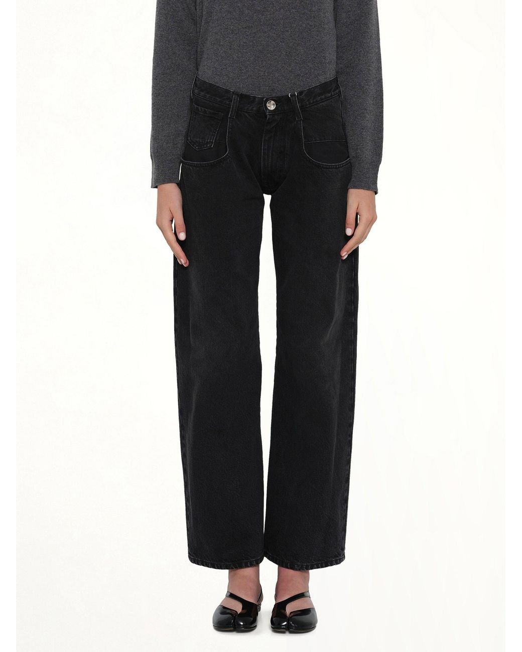 Maison Margiela Black Straight Jeans With Contrasted Pockets