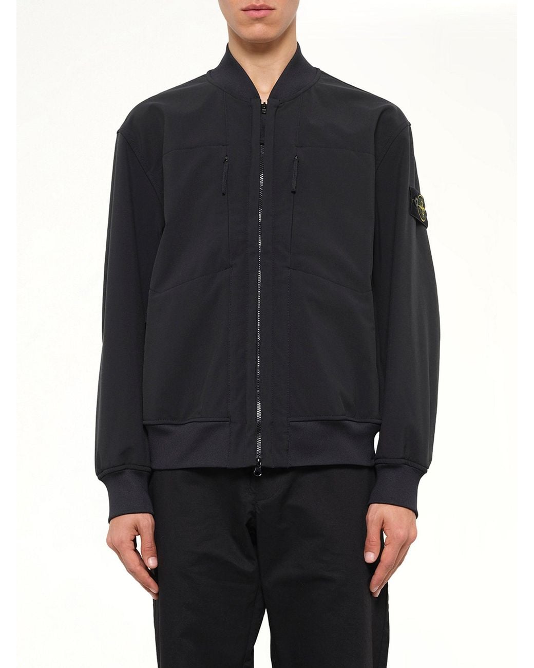 Stone Island Blue Q100006 Soft Shell Bomber Jacket for men