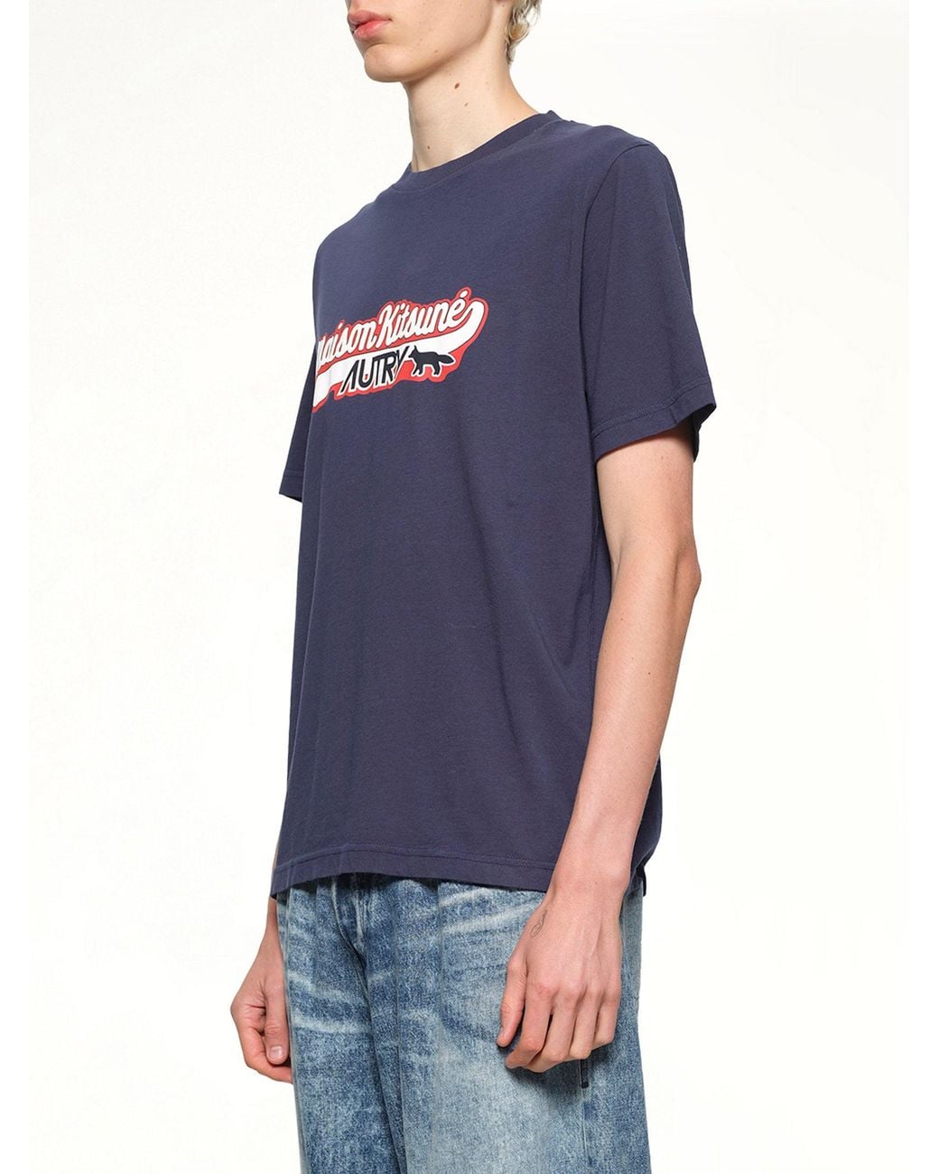 Autry Blue X Maison Kitsune T-Shirt for men