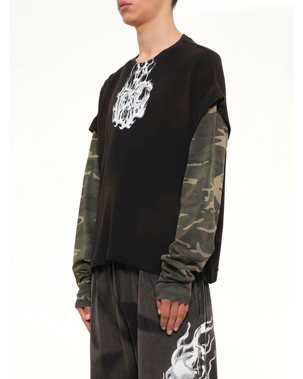 THUG CLUB Black Tc Hellfire Layered T-Shirt for men