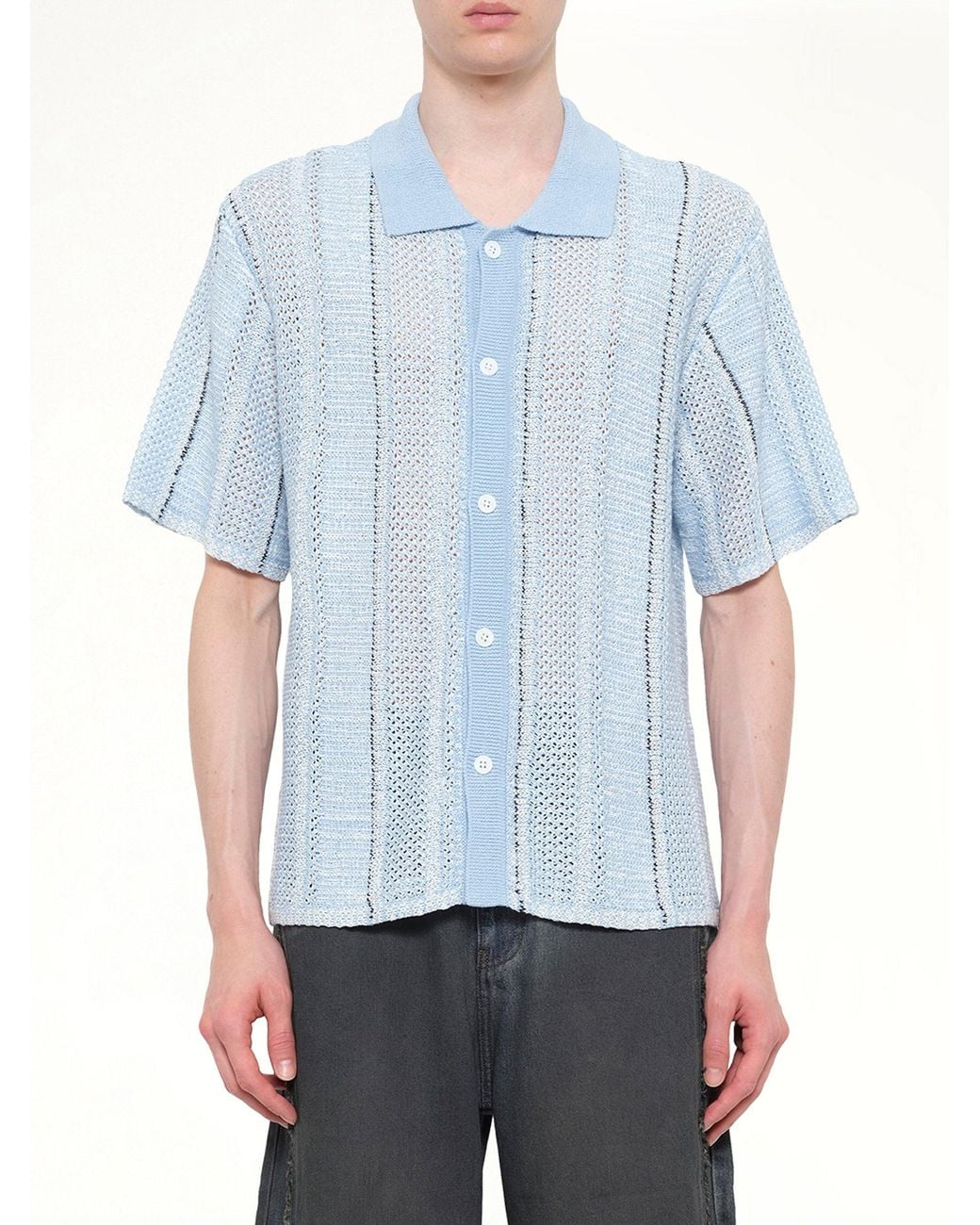 Feng Chen Wang Blue Knitted Shirt for men
