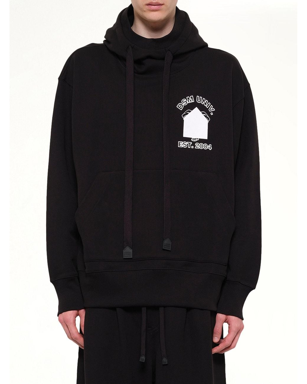 DSM KEI NINOMIYA Black Pile Knit Oversized Hoodie for men