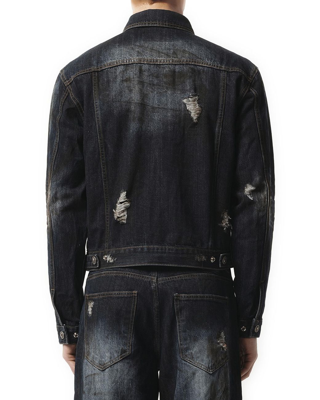 THUG CLUB Burn Down Denim Jacket, 100% Cotton in Black for
