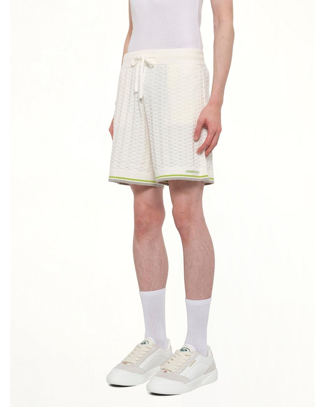 Casablanca Natural Tennis Boucle Shorts for men
