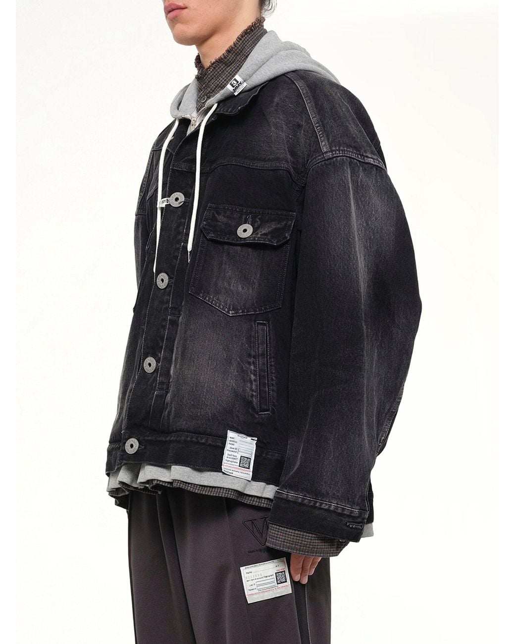 Maison Mihara Yasuhiro Black Triple Layered Denim Jacket for men