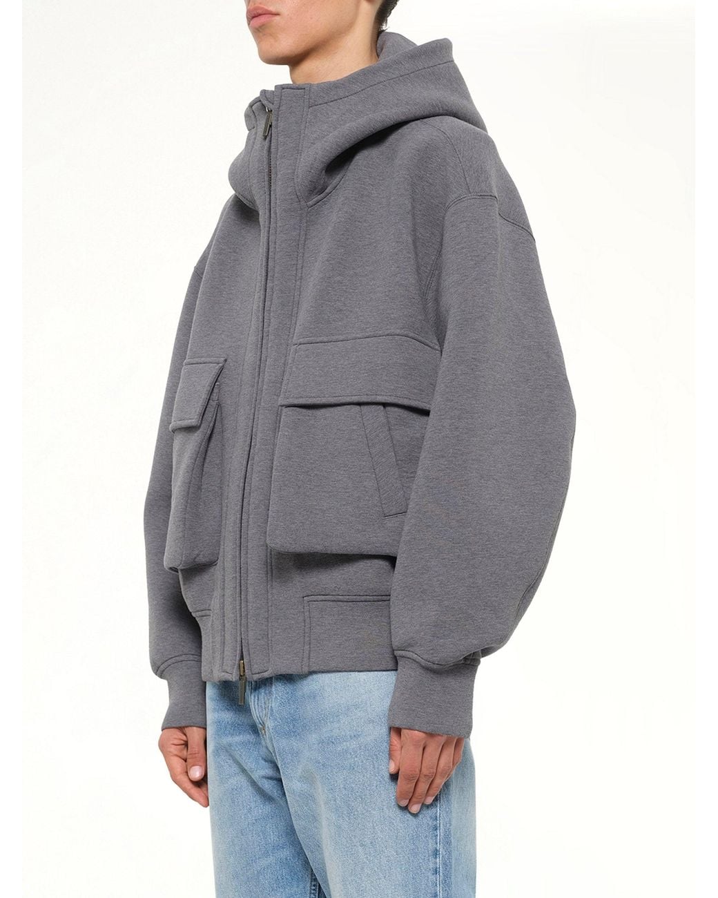 Feng Chen Wang Gray Spacer Zip-Up Hoodie for men