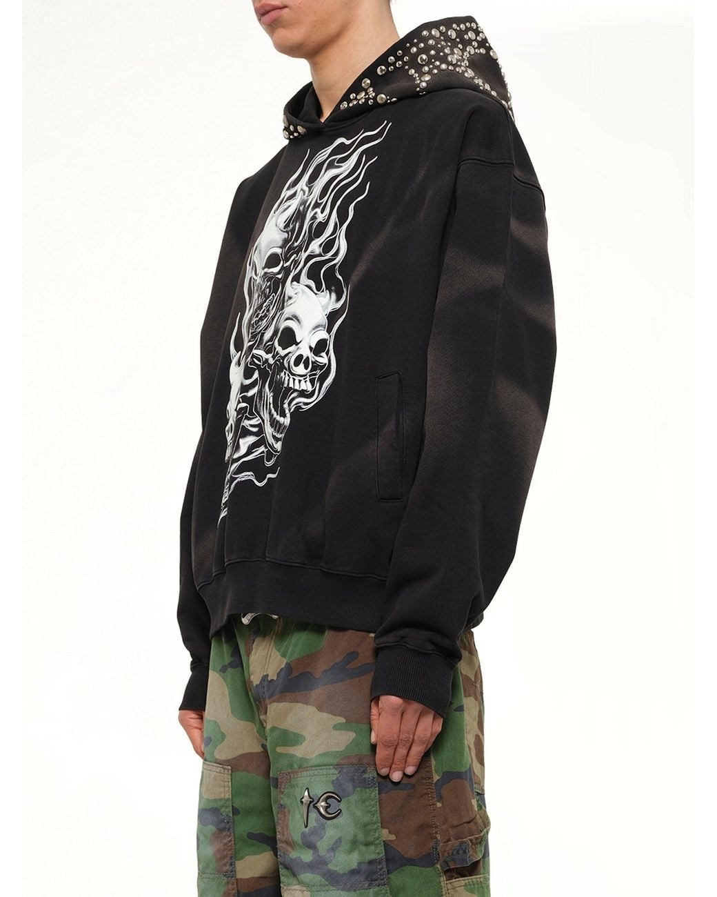 THUG CLUB Black Hotheaded Riding Skull Hoodie for men