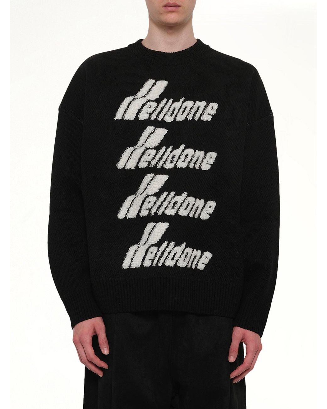 we11done Black Logo Pile Knit Sweater