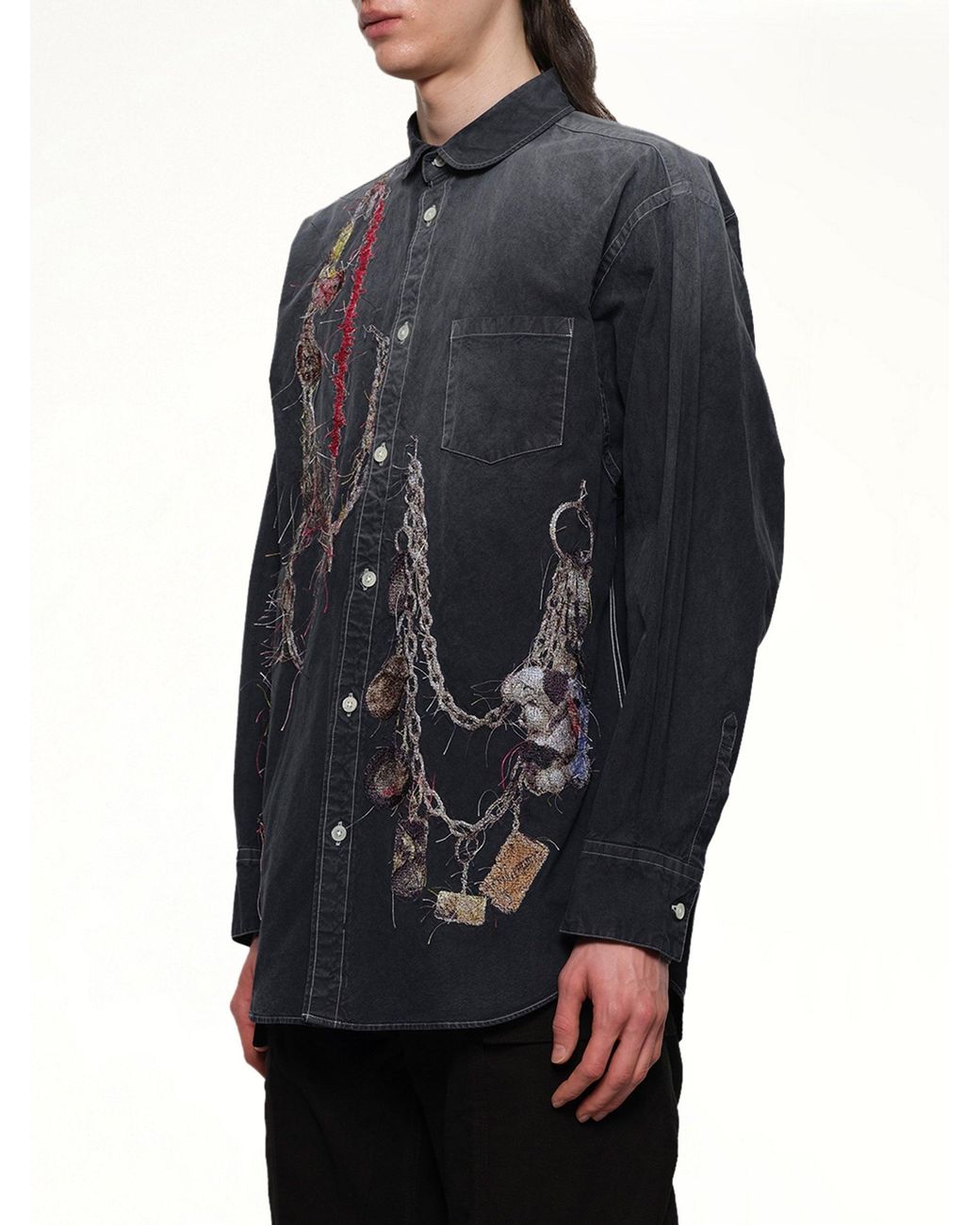 Doublet Blue Embroidered Chain Shirt for men
