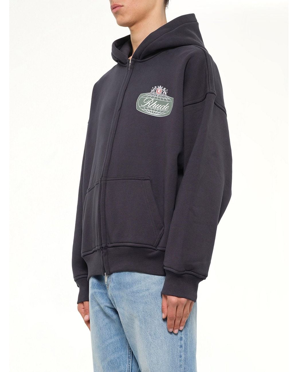 Rhude Blue Desert Crest Zip Up Hoodie for men