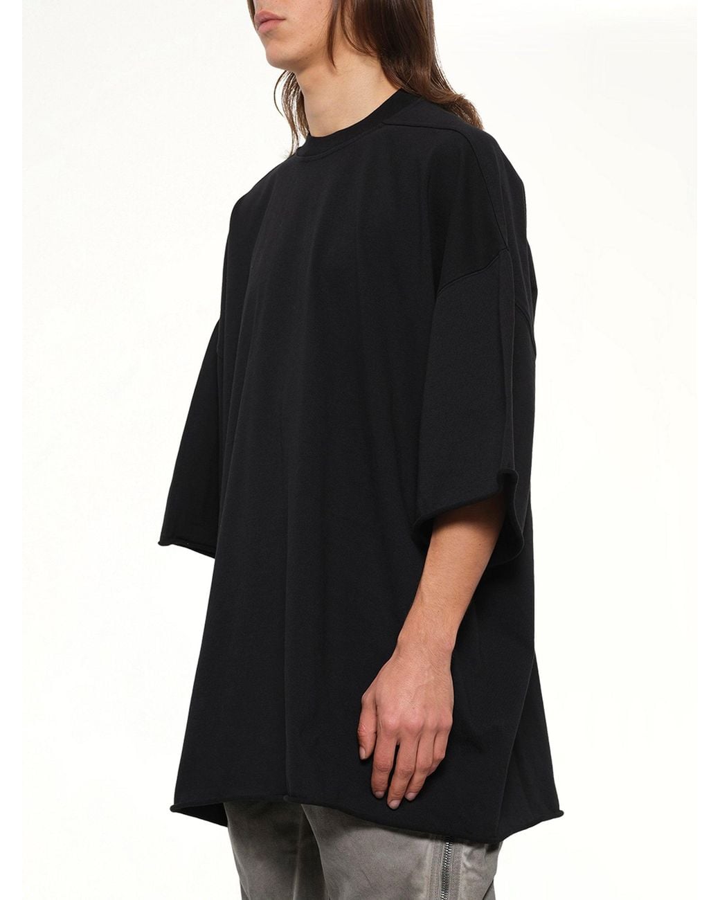 Rick Owens Black Heavy Jersey Tommy T-Shirt for men