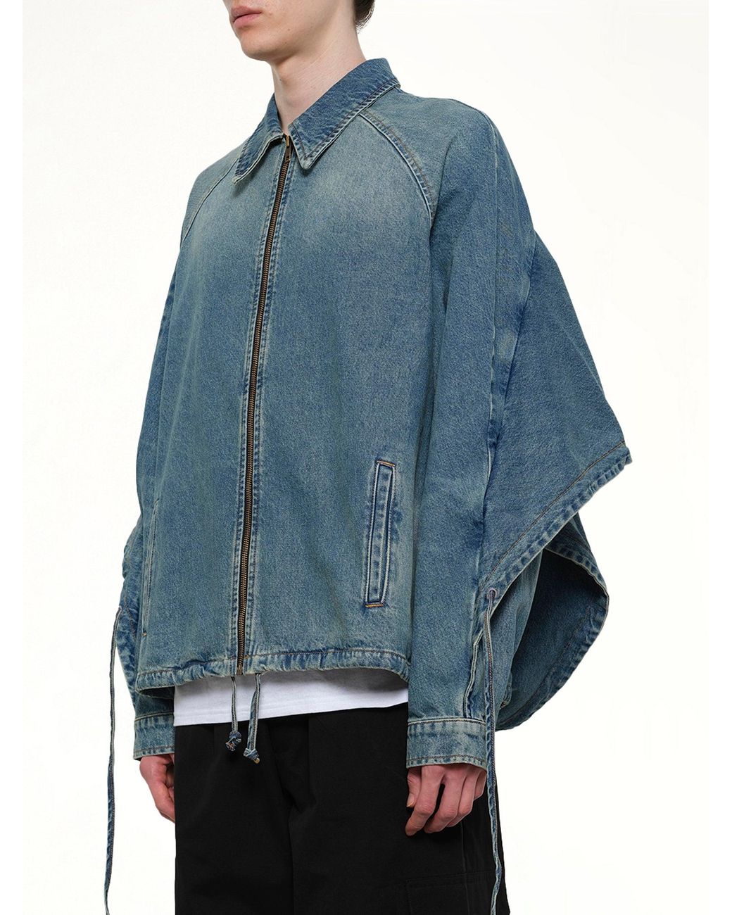 Egonlab Blue Convertible Hooded Denim Jacket for men