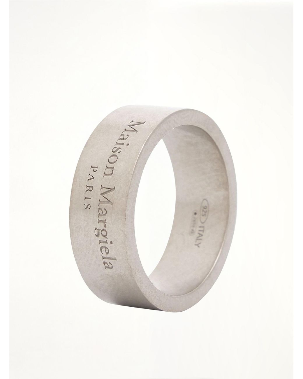 Maison Margiela White Etched Logo Ring for men