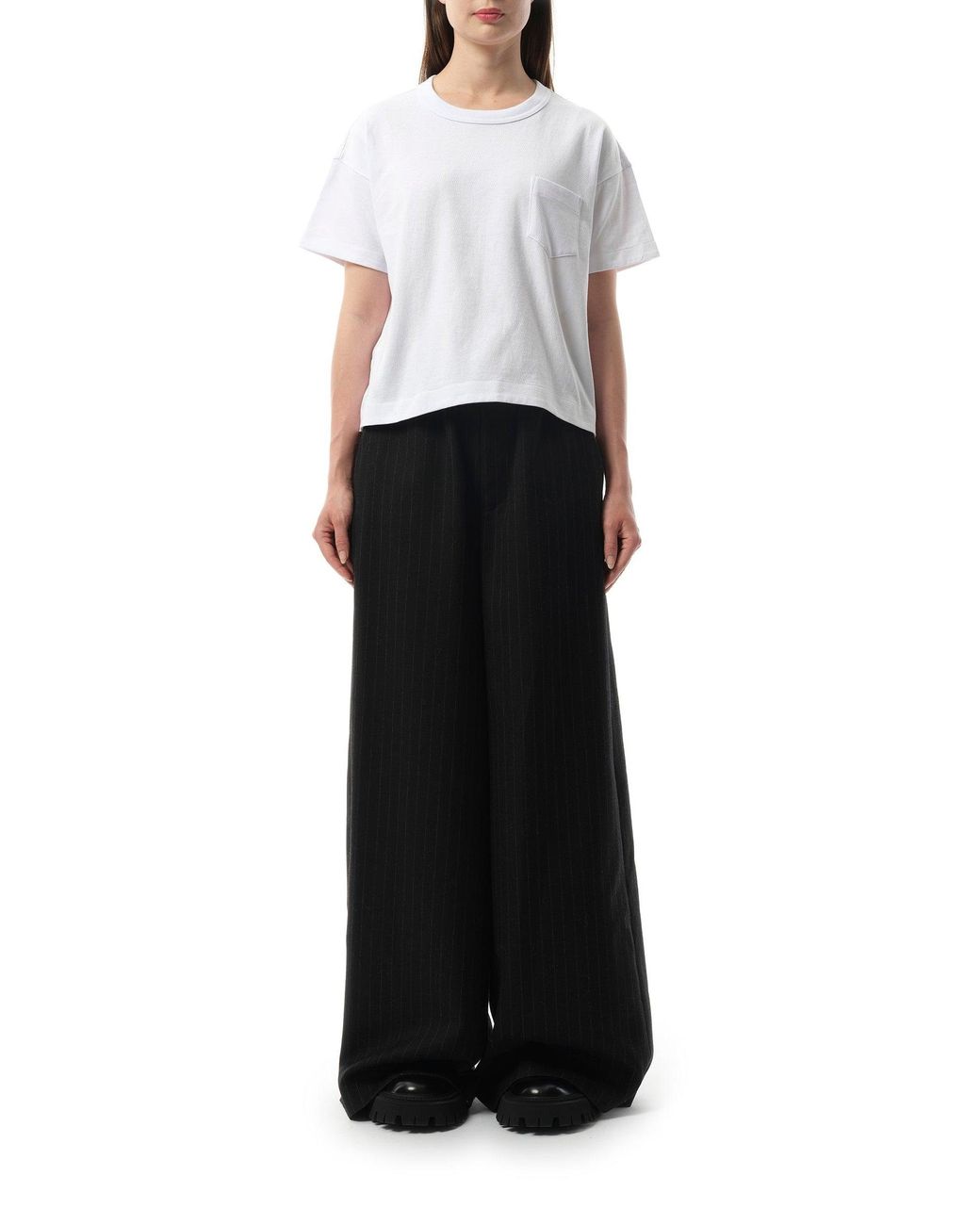 Sacai White S Jersey T-Shirt, Short Sleeves, 100% Cotton