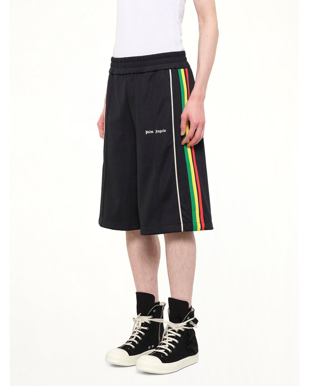 Palm Angels Black J Classic Logo Vint Track Shorts for men