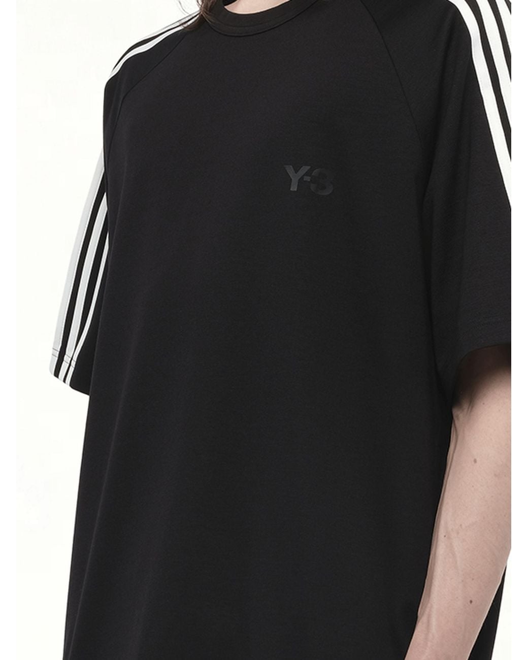 Y-3 Black Short Sleeve T-Shirt 3-Stripes for men
