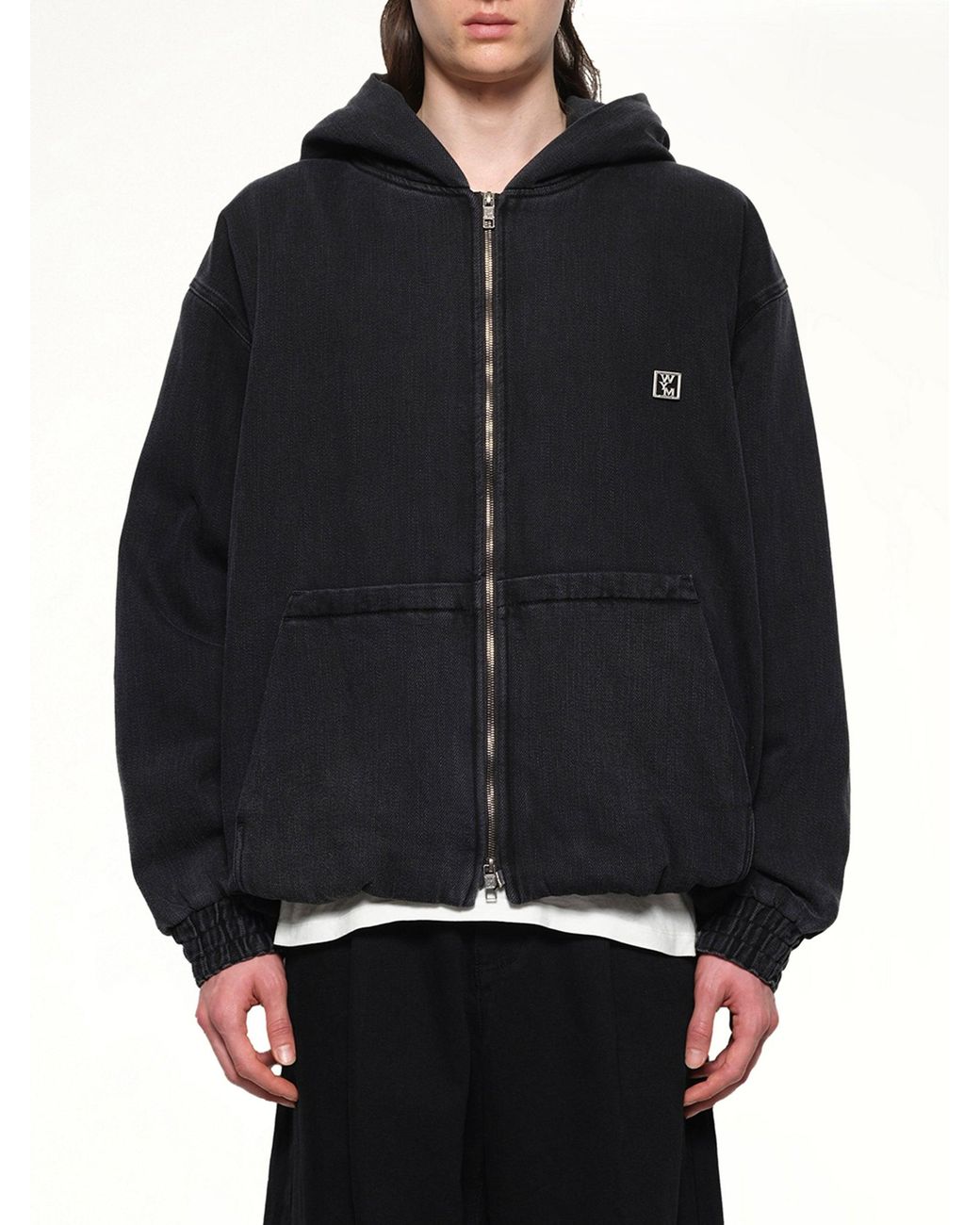 Wooyoungmi Black Dyed Denim Hoodie for men