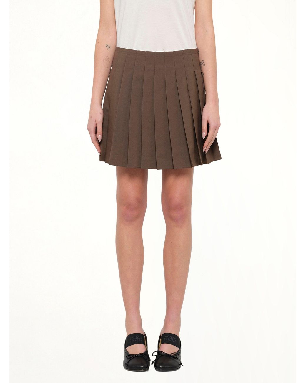 MM6 by Maison Margiela Brown Wool Mini Skirt