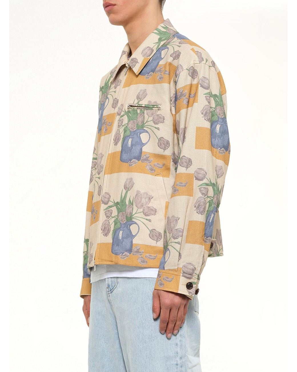 vowels White Zip Up Jacket for men