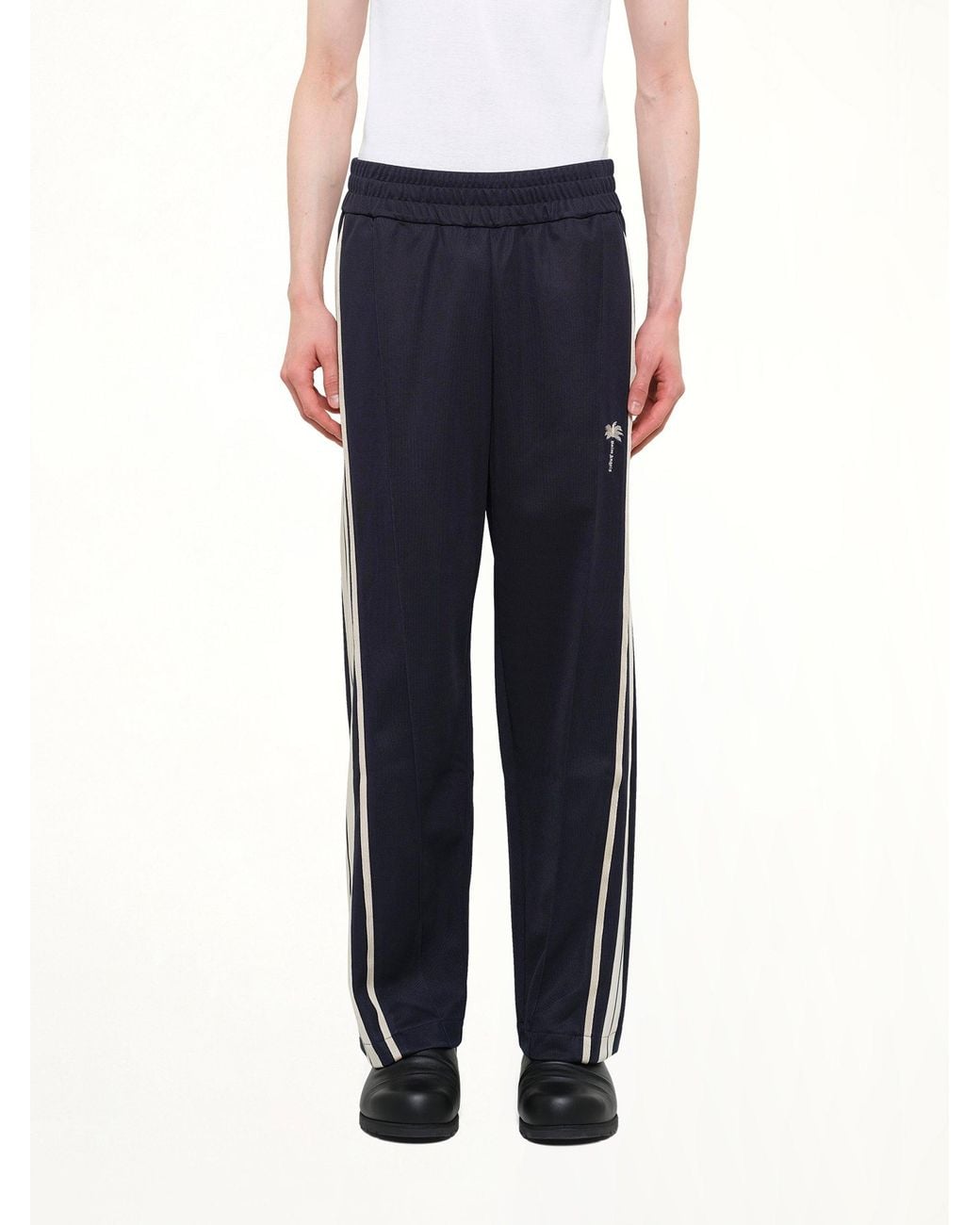 Palm Angels Blue Palm Tree Striped Track Pants for men