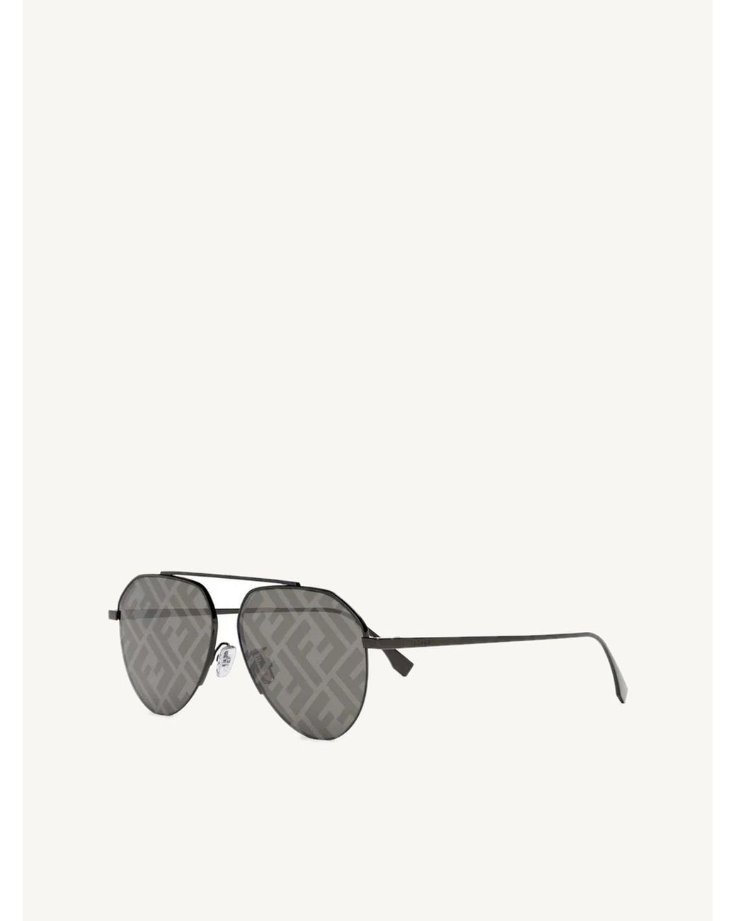 Fendi Metallic Fe40061U Aviator Sunglasses With Smoke Mirror Lens for men