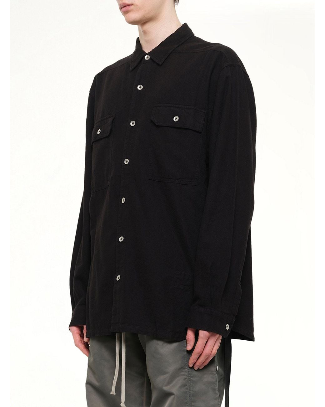 Rick Owens Black Light Flannel Jumbo Outershirt for men